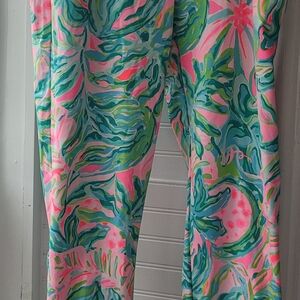 Lilly Pulitzer Pink Green Blue Palm Print Corso Pants